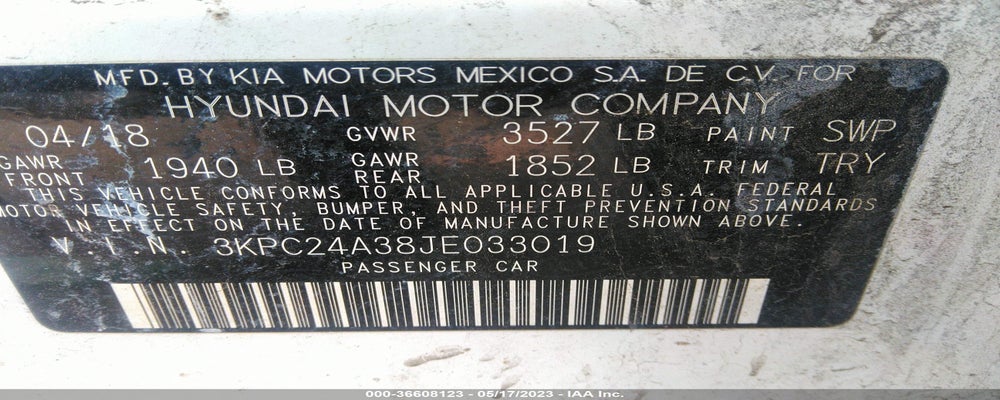 3KPC24A38JE033019 2018 HYUNDAI ACCENT photo no. 9