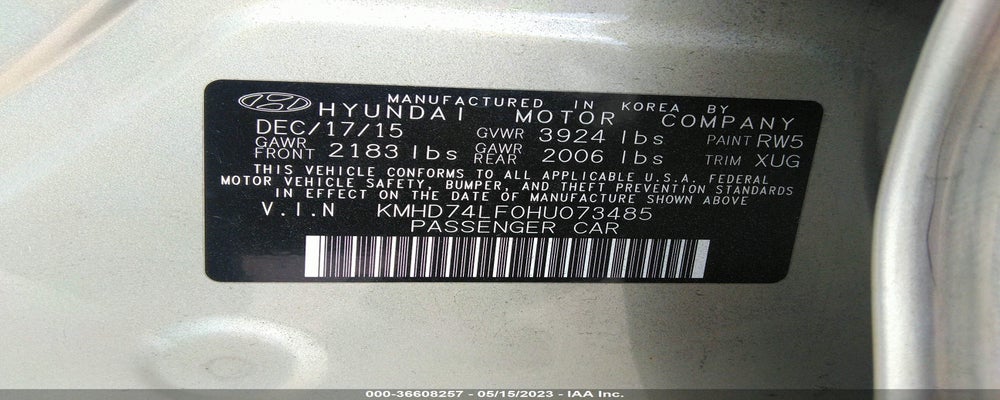 KMHD74LF0HU073485 2017 HYUNDAI ELANTRA photo no. 9