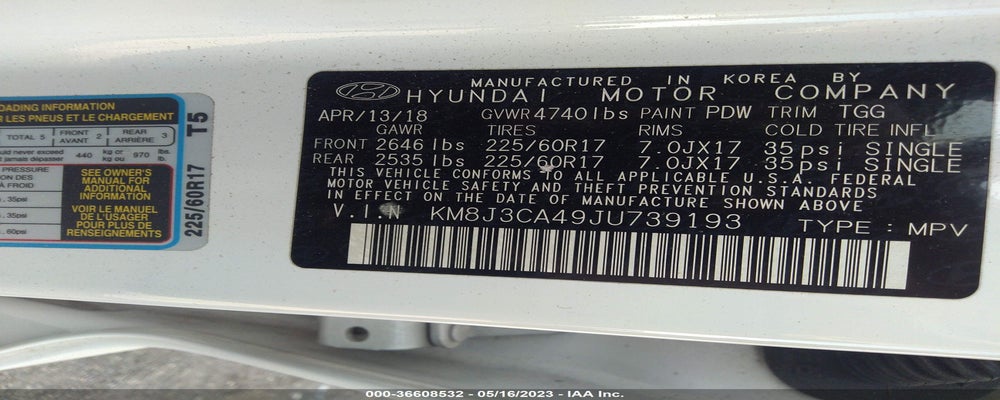 KM8J3CA49JU739193 2018 HYUNDAI TUCSON photo no. 9