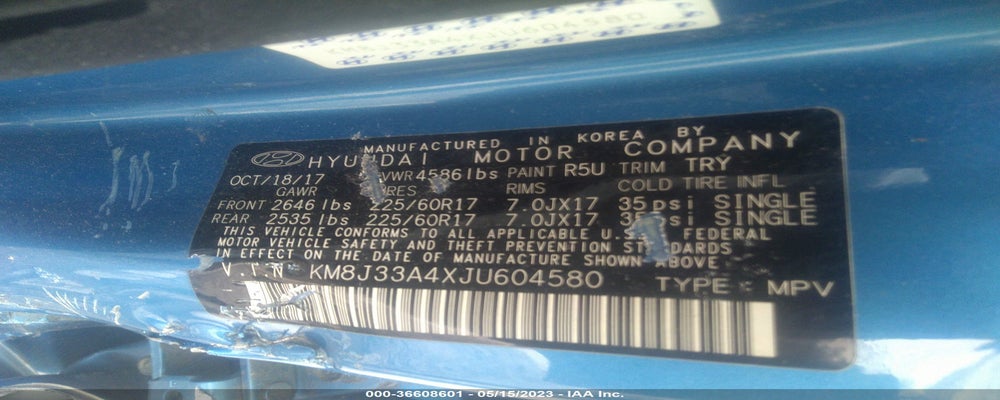 KM8J33A4XJU604580 2018 HYUNDAI TUCSON photo no. 9