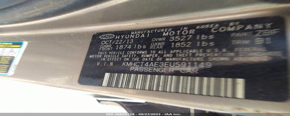 KMHCT4AE3EU591149 2014 HYUNDAI ACCENT photo no. 9