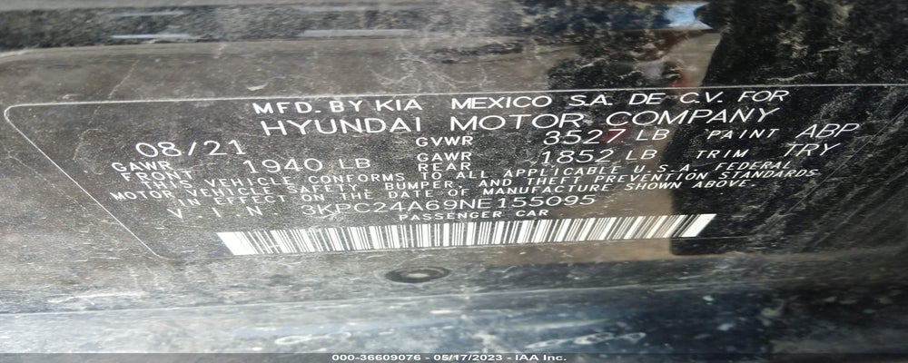 3KPC24A69NE155095 2022 HYUNDAI ACCENT photo no. 9