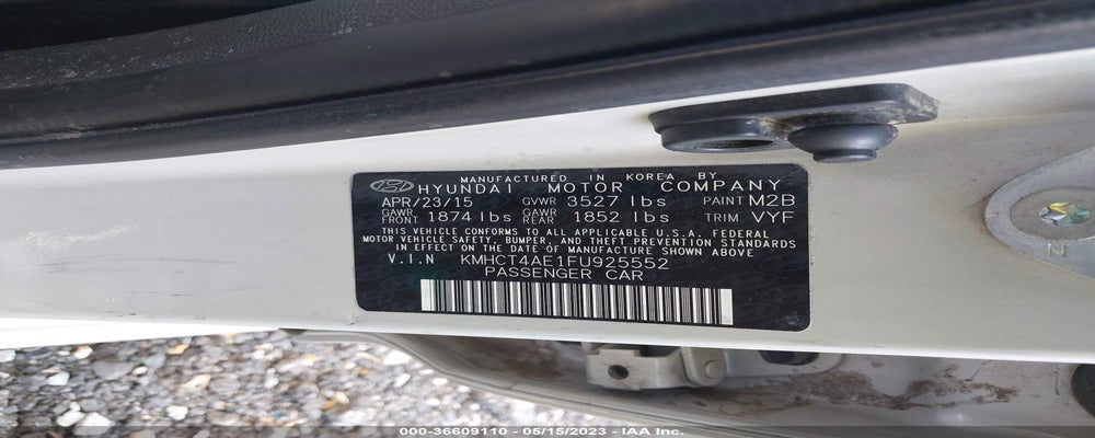 KMHCT4AE1FU925552 2015 HYUNDAI ACCENT photo no. 9