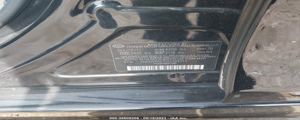5NPEB4AC7CH394717 2012 HYUNDAI SONATA photo no. 9