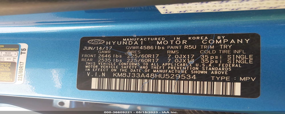 KM8J33A48HU529534 2017 HYUNDAI TUCSON photo no. 9