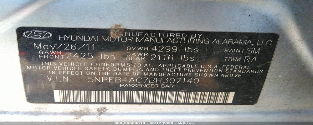 5NPEB4AC7BH307140 2011 HYUNDAI SONATA photo no. 9