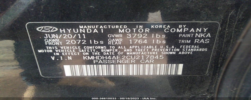 KMHDH4AE2CU217845 2012 HYUNDAI ELANTRA photo no. 9