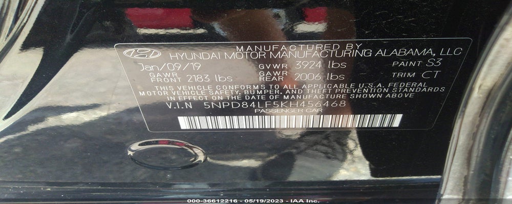 5NPD84LF5KH456468 2019 HYUNDAI ELANTRA photo no. 9