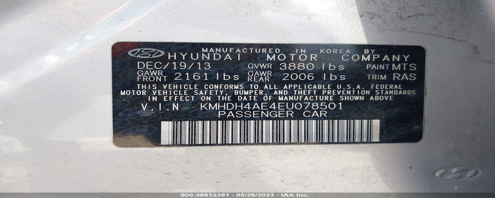 KMHDH4AE4EU078501 2014 HYUNDAI ELANTRA photo no. 9