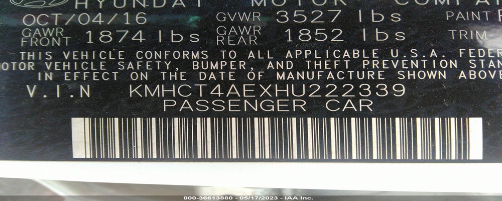 KMHCT4AEXHU222339 2017 HYUNDAI ACCENT photo no. 9