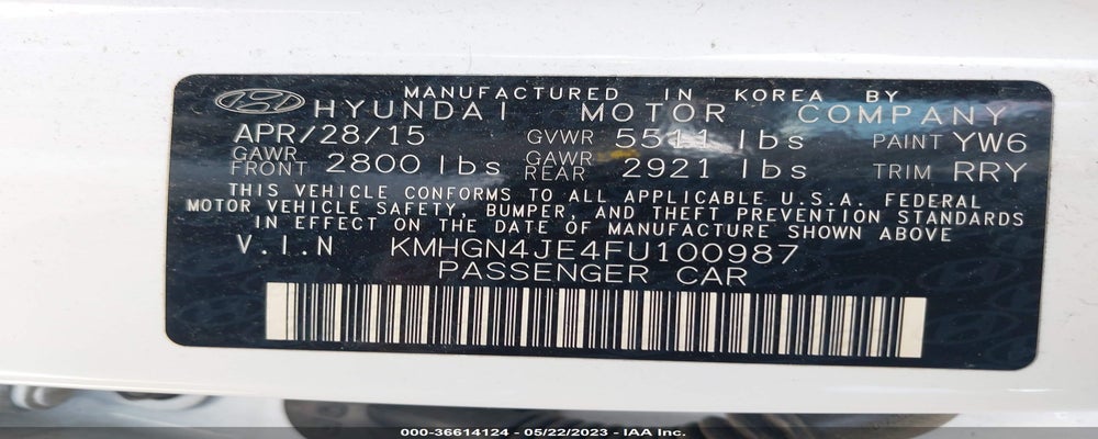 KMHGN4JE4FU100987 2015 HYUNDAI GENESIS photo no. 9