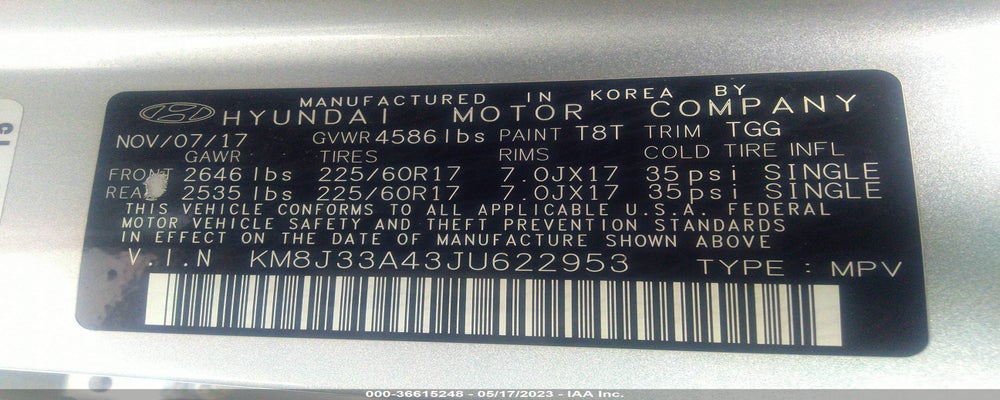 KM8J33A43JU622953 2018 HYUNDAI TUCSON photo no. 9