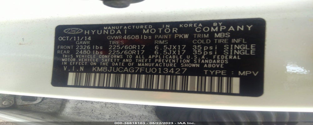 KM8JUCAG7FU013427 2015 HYUNDAI TUCSON photo no. 9
