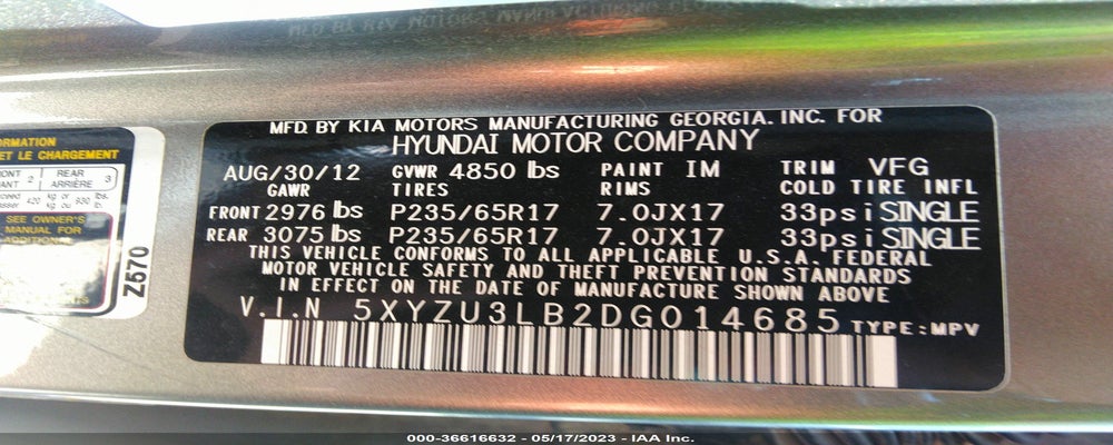 5XYZU3LB2DG014685 2013 HYUNDAI SANTA FE SPORT photo no. 9