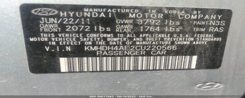 KMHDH4AE2CU220566 2012 HYUNDAI ELANTRA photo no. 9