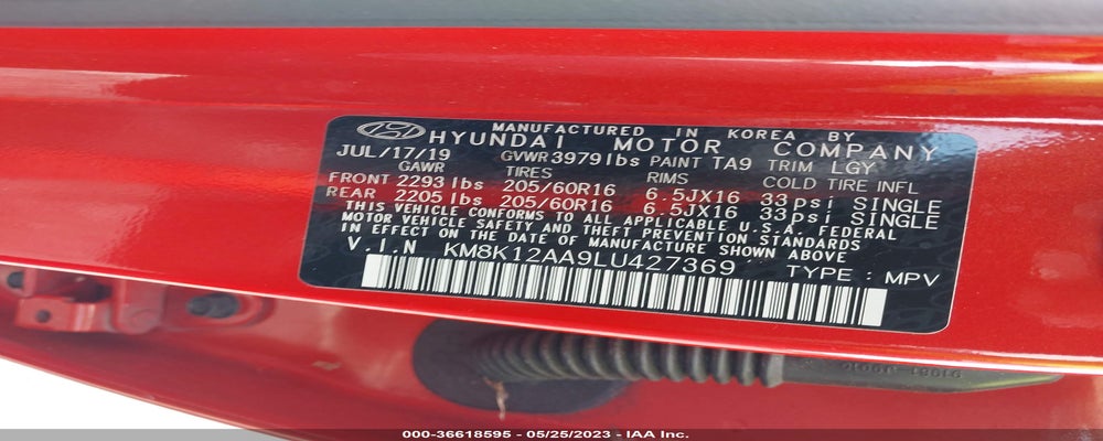 KM8K12AA9LU427369 2020 HYUNDAI KONA photo no. 9