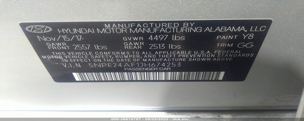 5NPE24AF1JH674253 2018 HYUNDAI SONATA photo no. 9