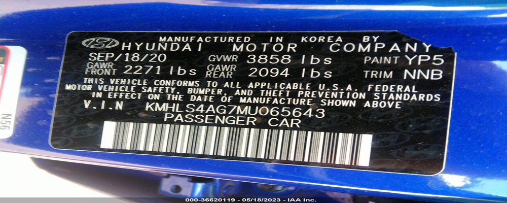 KMHLS4AG7MU065643 2021 HYUNDAI ELANTRA photo no. 9