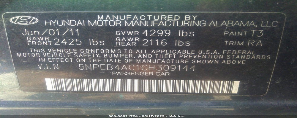 5NPEB4AC1CH309144 2012 HYUNDAI SONATA photo no. 9