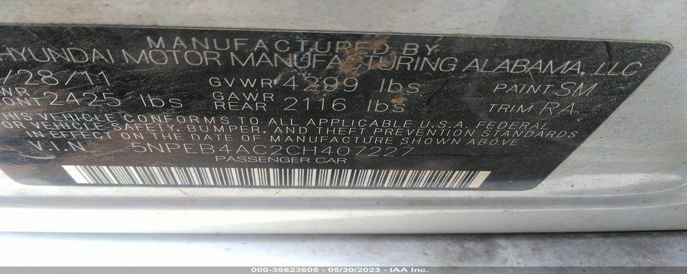 5NPEB4AC2CH407227 2012 HYUNDAI SONATA photo no. 9