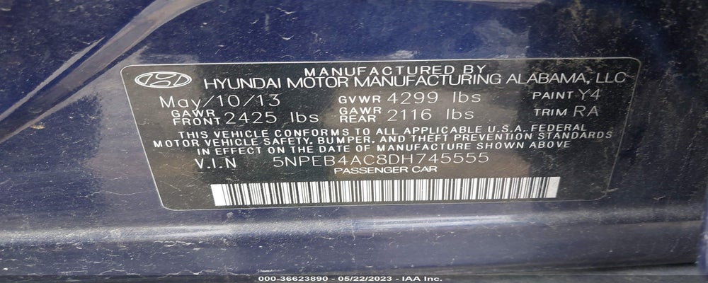 5NPEB4AC8DH745555 2013 HYUNDAI SONATA photo no. 9
