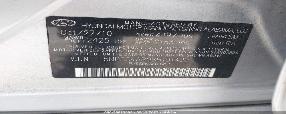 5NPEC4AB0BH191400 2011 HYUNDAI SONATA photo no. 9