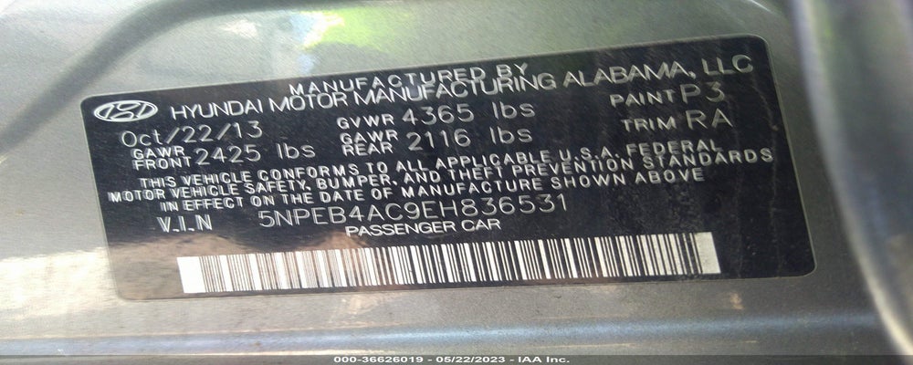 5NPEB4AC9EH836531 2014 HYUNDAI SONATA photo no. 9