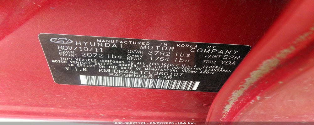KMHDH4AE1CU360107 2012 HYUNDAI ELANTRA photo no. 9