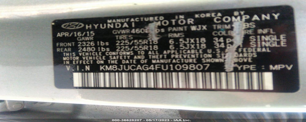 KM8JUCAG4FU109807 2015 HYUNDAI TUCSON photo no. 9