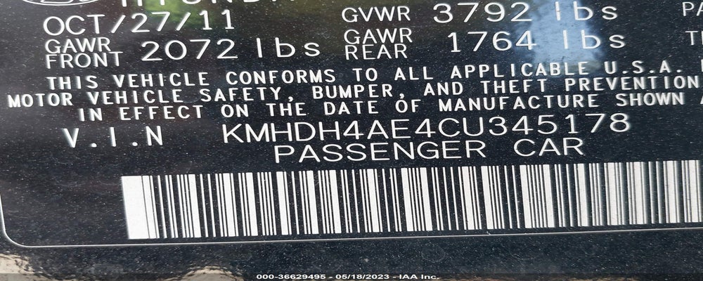 KMHDH4AE4CU345178 2012 HYUNDAI ELANTRA photo no. 9