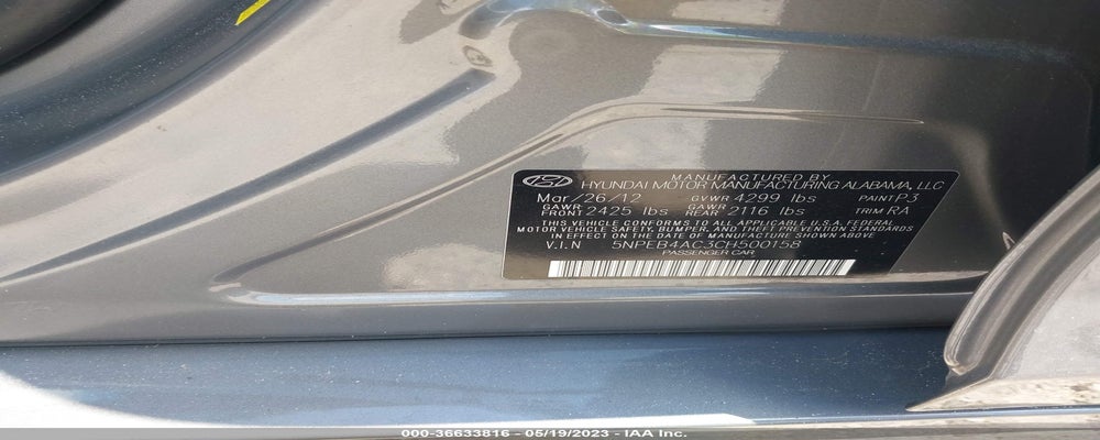 5NPEB4AC3CH500158 2012 HYUNDAI SONATA photo no. 9