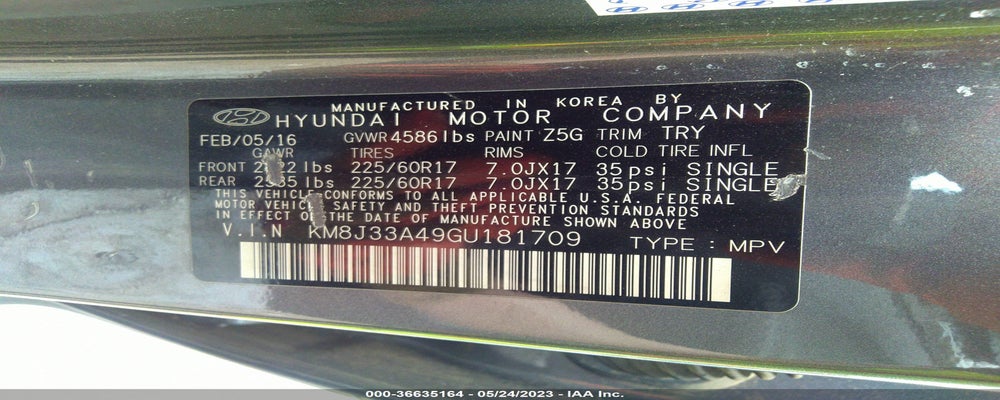 KM8J33A49GU181709 2016 HYUNDAI TUCSON photo no. 9