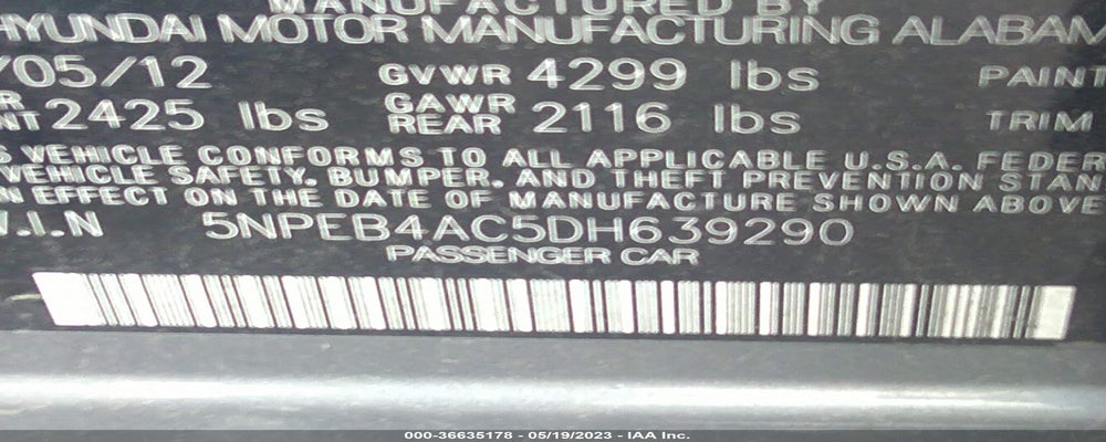 5NPEB4AC5DH639290 2013 HYUNDAI SONATA photo no. 9