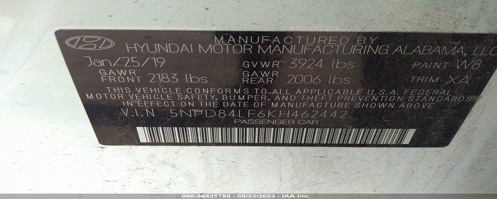 5NPD84LF6KH462442 2019 HYUNDAI ELANTRA photo no. 9