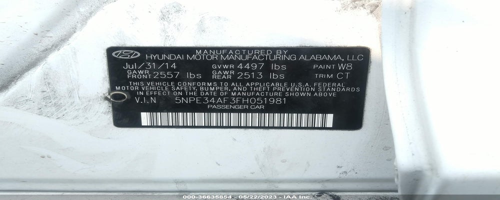 5NPE34AF3FH051981 2015 HYUNDAI SONATA photo no. 9