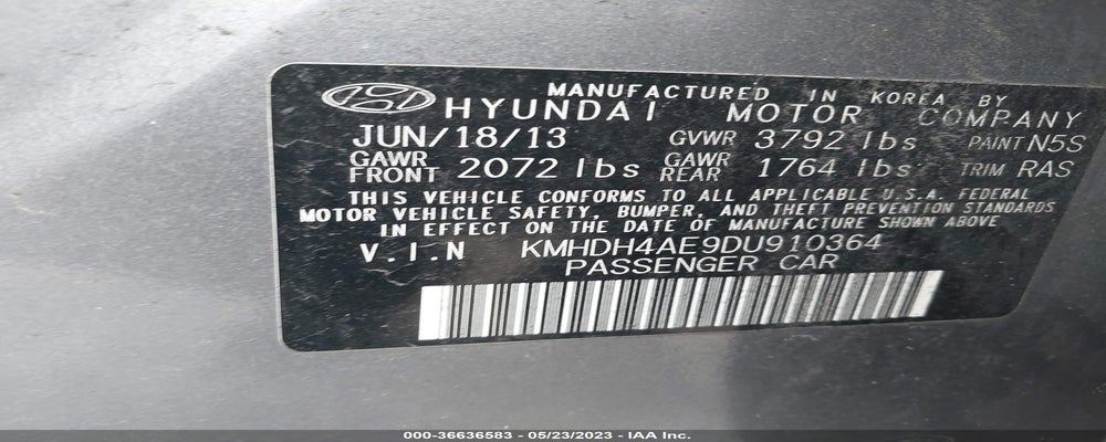 KMHDH4AE9DU910364 2013 HYUNDAI ELANTRA photo no. 9
