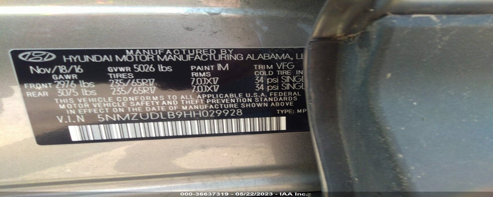 5NMZUDLB9HH029928 2017 HYUNDAI SANTA FE SPORT photo no. 9