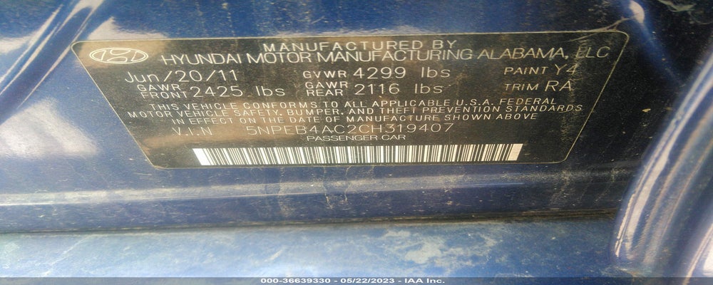 5NPEB4AC2CH319407 2012 HYUNDAI SONATA photo no. 9