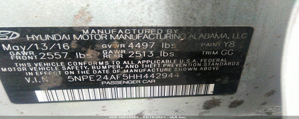 5NPE24AF5HH442944 2017 HYUNDAI SONATA photo no. 9