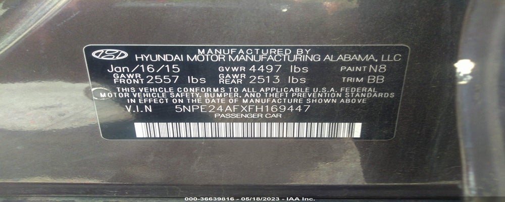 5NPE24AFXFH169447 2015 HYUNDAI SONATA photo no. 9