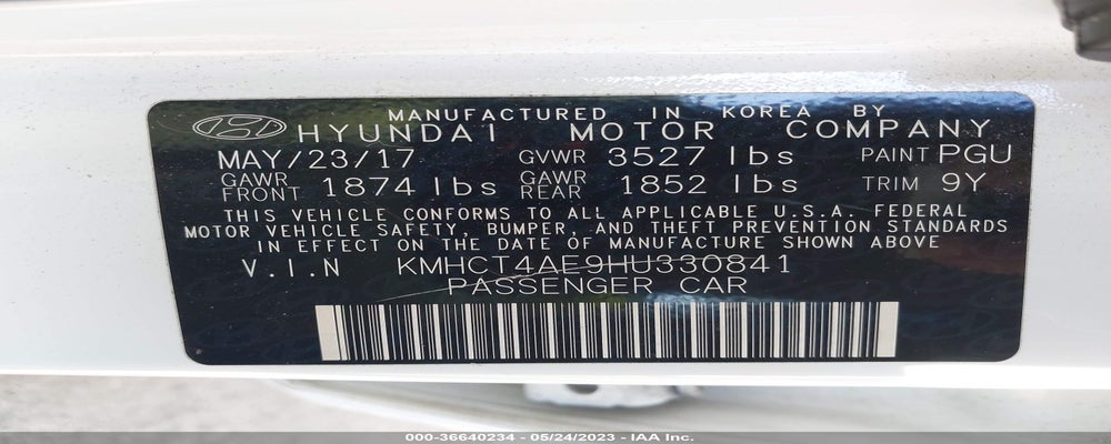 KMHCT4AE9HU330841 2017 HYUNDAI ACCENT photo no. 9