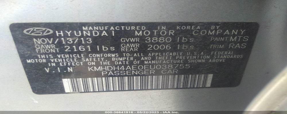 KMHDH4AE0EU038755 2014 HYUNDAI ELANTRA photo no. 9