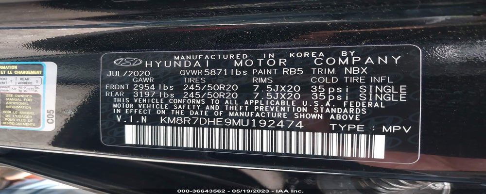 KM8R7DHE9MU192474 2021 HYUNDAI PALISADE photo no. 9