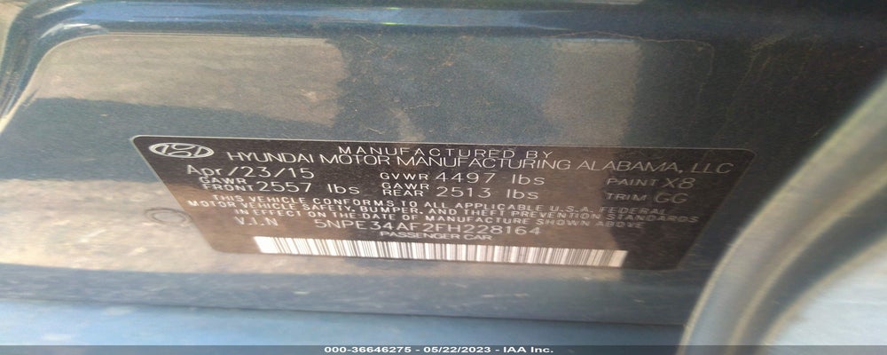 5NPE34AF2FH228164 2015 HYUNDAI SONATA photo no. 9