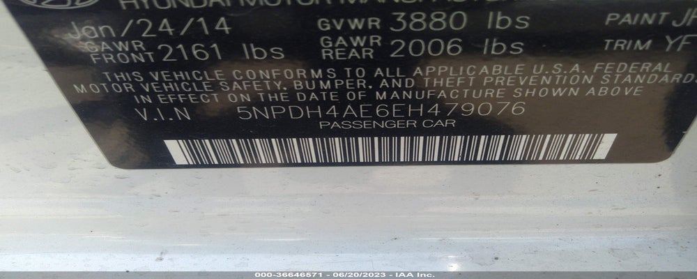 5NPDH4AE6EH479076 2014 HYUNDAI ELANTRA photo no. 9