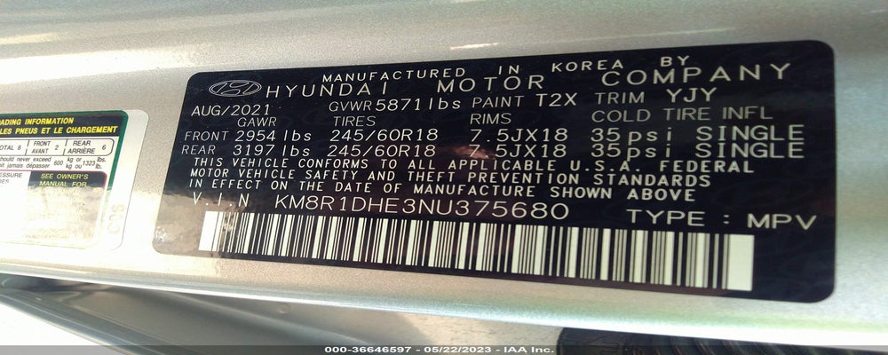 KM8R1DHE3NU375680 2022 HYUNDAI PALISADE photo no. 9