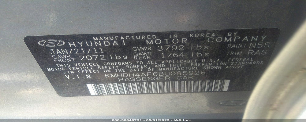 KMHDH4AE6BU095926 2011 HYUNDAI ELANTRA photo no. 9