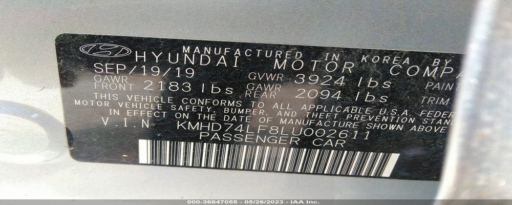 KMHD74LF8LU002611 2020 HYUNDAI ELANTRA photo no. 9