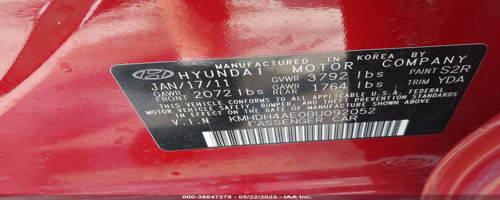 KMHDH4AE0BU092052 2011 HYUNDAI ELANTRA photo no. 9