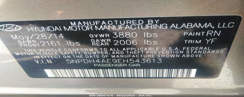 5NPDH4AE9EH543613 2014 HYUNDAI ELANTRA photo no. 9